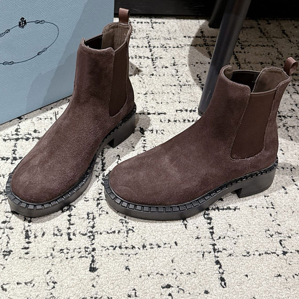 Suede Leather Chelsea Boots Womens Luxury Designer Boot 2TE168 High Quality Comfort Classic Fashion Boot Brand Autumn Winter Ankle Boots Leather Lin