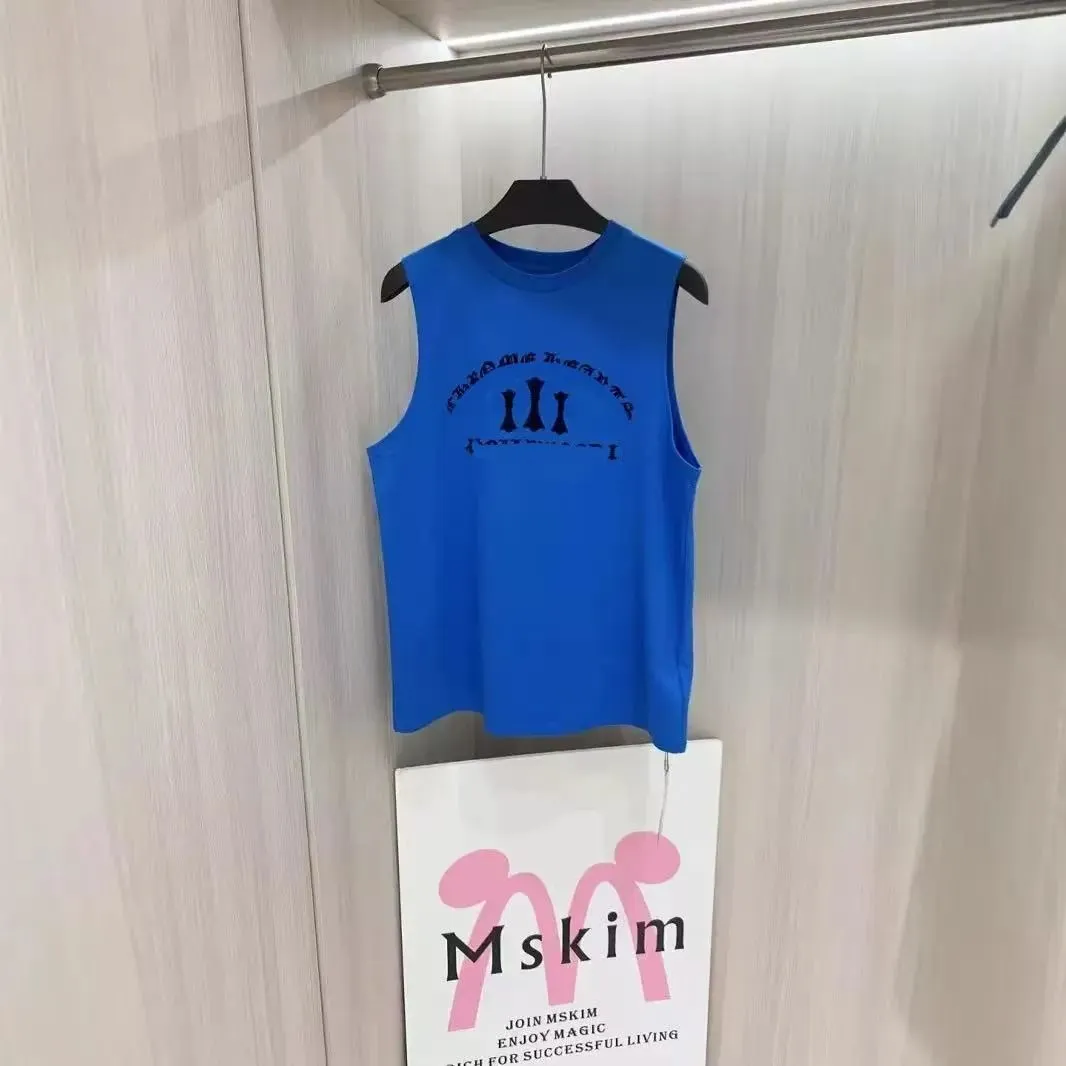 Chrome Luxury Designer Women's Letter Print Pure Cotton Vest, Summer Casual Slim Fit Sleeveless Vest, Sexy Vest with Stylish Appeal