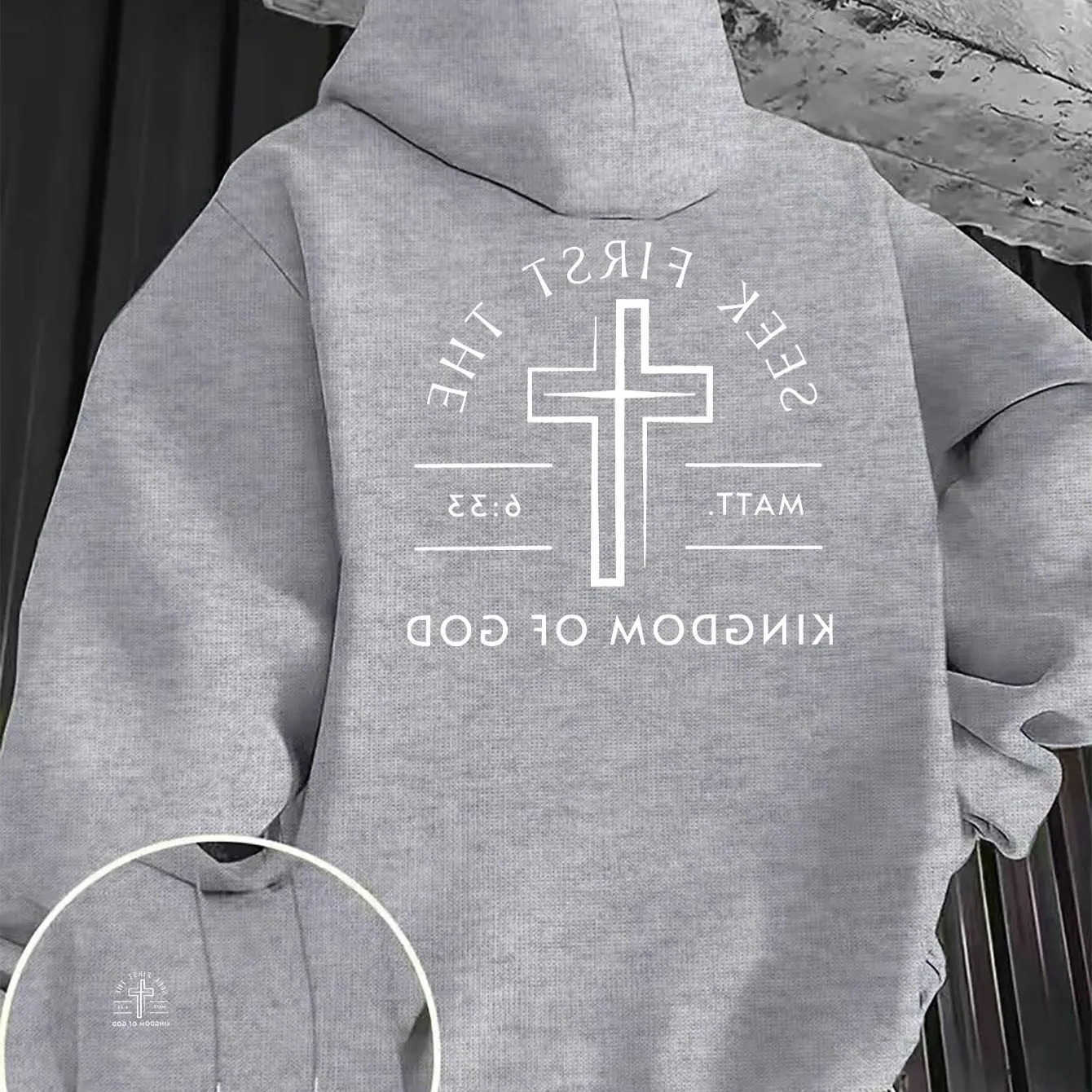 New Sweatshirts 2026 Men's Hoodies autumn and winter men's and women's hooded hoodies with double-sided cross scripture pattern trend