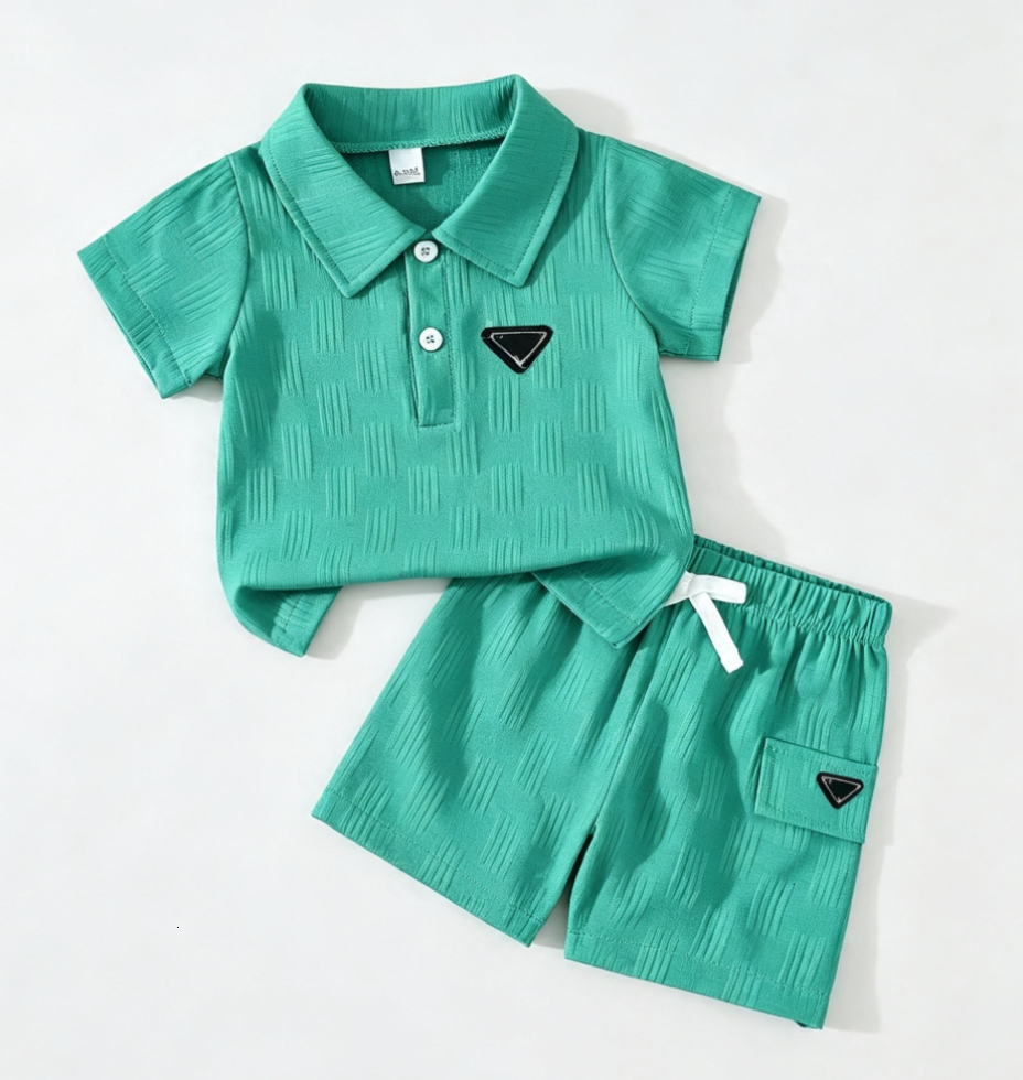 Casual Comfortable Solid Color Toddler Boys Summer Outfits 0-3 Years Designer Short Sleeve T Shirt Shorts 2 Piece Set Breathable Soft Baby Kids Clot