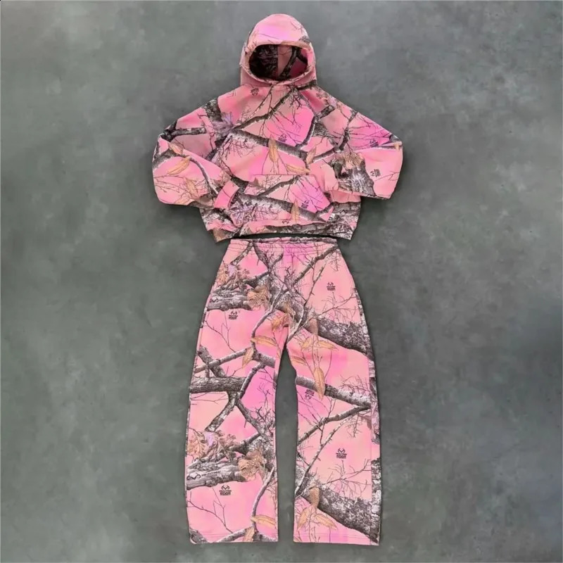 Y2K Retro Hoodie Men Camouflage Pattern Sweatshirt High Street Hip Hop Streetwear Oversized Unisex Gothic Pink Camo Pants Women 260920