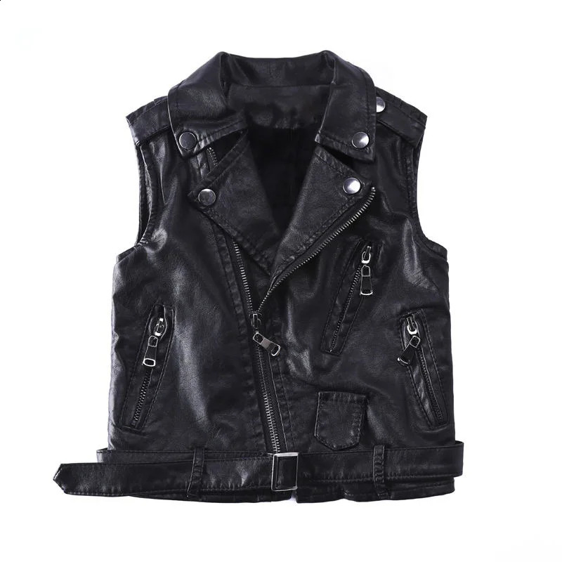 Children's Vest For Kids Boys Vest Jacket Autumn Solid Fashion Children Waistcoat Boy PU Leather Sleeveless Outerwear Clothes 260920