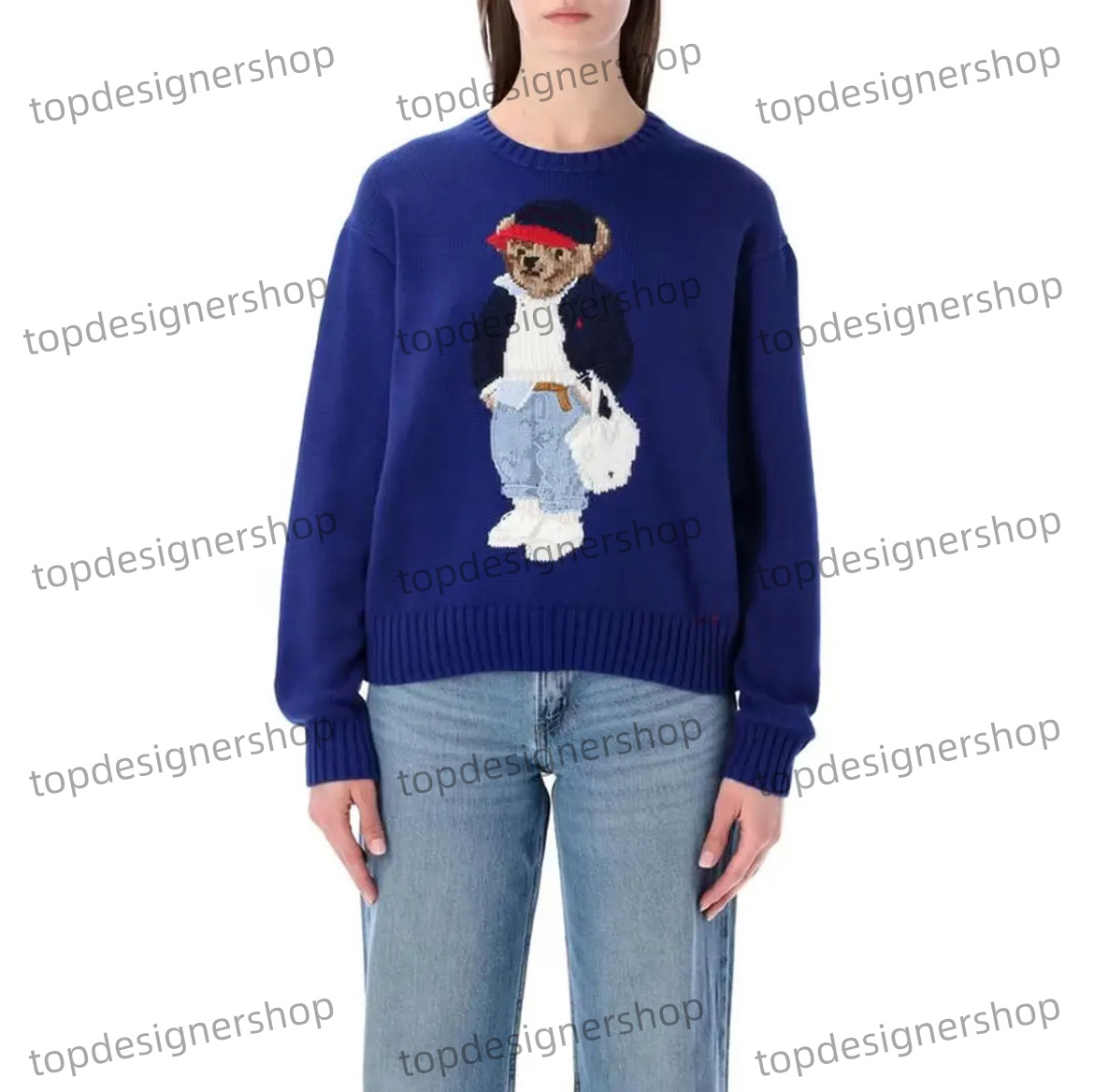 Pop Designer Womens Sweaters Crew Neck Knitted Sweater Jumpers Bear American Trendy Winter HighEnd Comfortable Cotton Bears Ladies Chandails Pullove