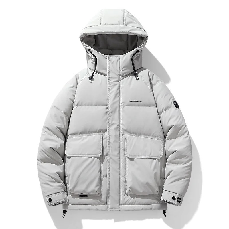 Warm Solid Color Thick Duck Parka Mens Down Jackets Winter Outdoor Coat Men Hooded Coats White Jacket 260920