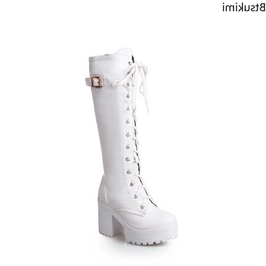 Autumn Boots Spring New 2026 Lacing Knee High Long Boots Women Fashion White Square Heel Women Leather Shoes Winter PU Large Size 43 H260921