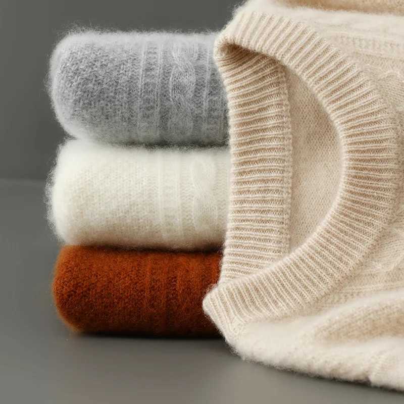 Autumn and Winter O-Neck Thicken Knitted Sweater Man Loose Youth Leisure Base Layer 100% Merino Wool Pullover Top Q260921