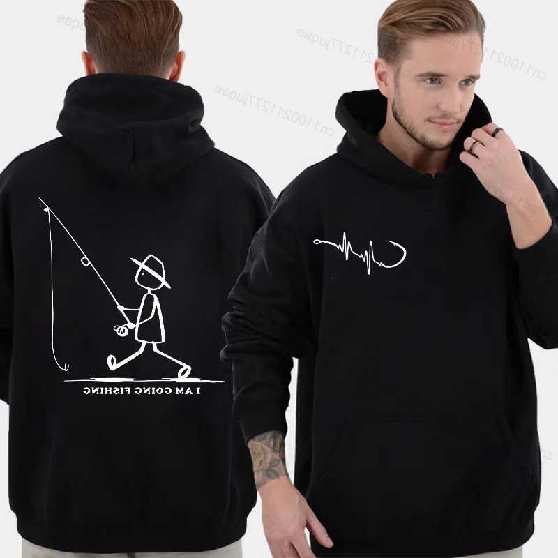 Autumn Men's Spring Hoodies Sweatshirts New Men's Hoodie with Going Fishing Pattern Casual Hoodie Fashion Sports Street Top Jacket for Men