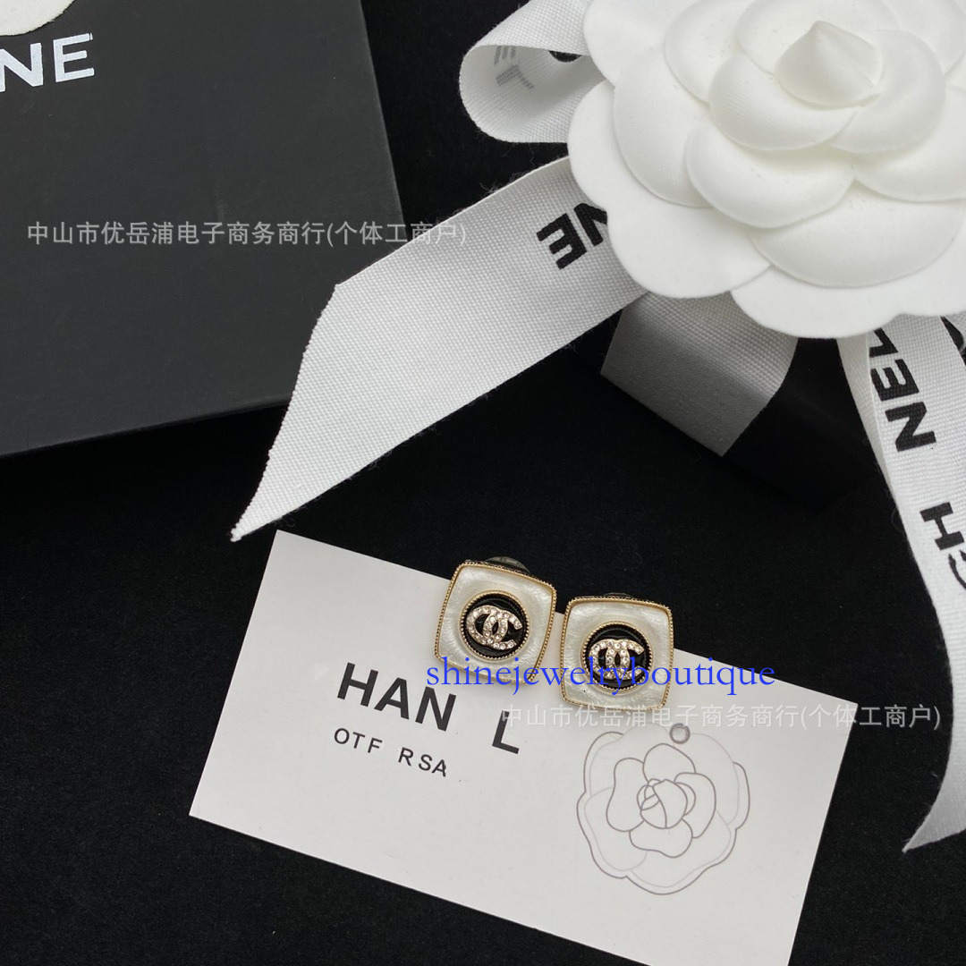 cc earrings style letter full diamond glass stud women trendy square earrings for women