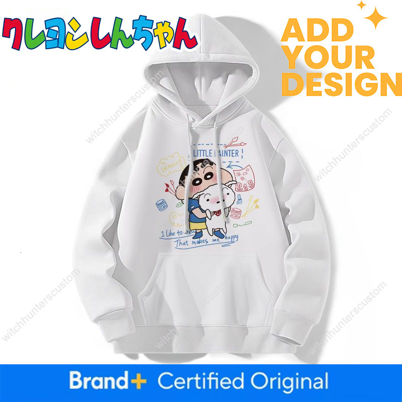 Japanese anime-themed Crayon Shin-chan printed hooded sweatshirt, unisex, suitable spring and autumn, loose-fitting, thin material, casual outerwear