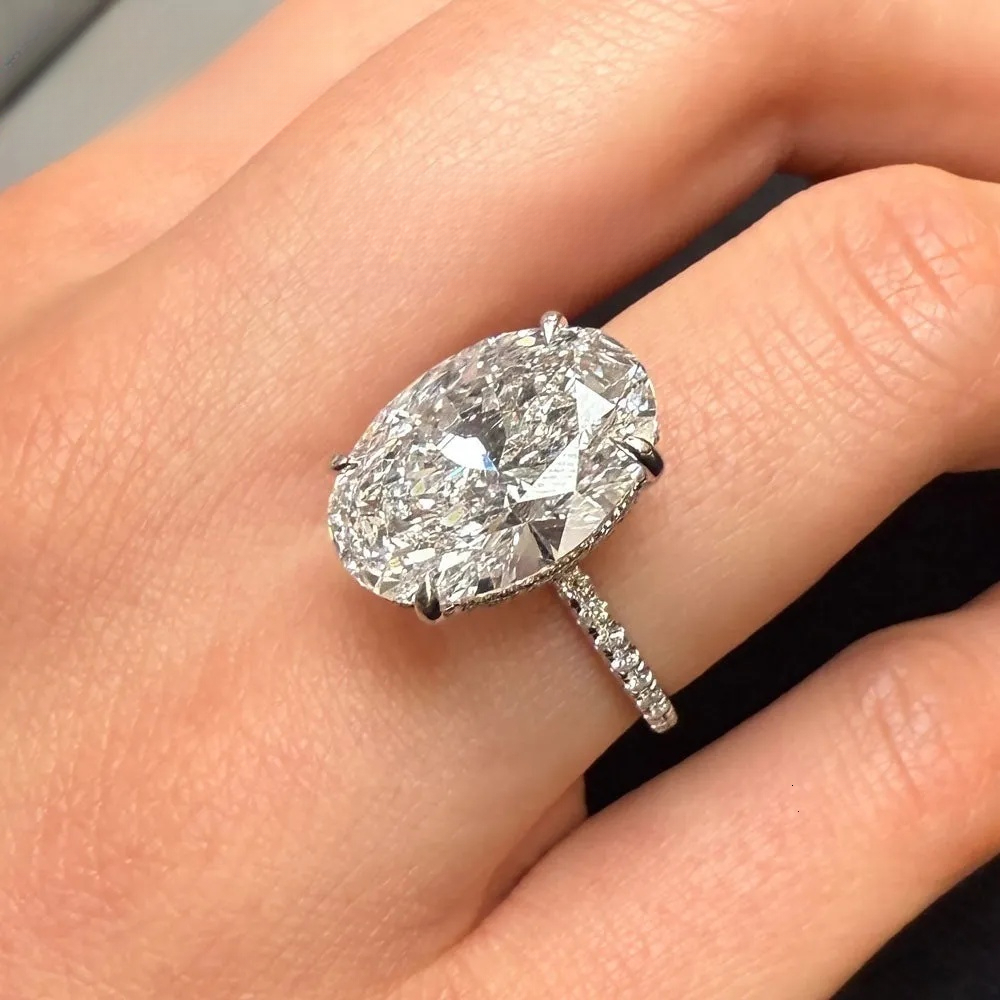 Custom Jewelry Factory 14k/18k Real Gold Large IGI Certified Oval Cut 4ct Lab Grown Diamond Engagement Ring