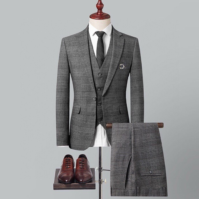 CH NEL fashion brand exquisite three piece with tie and pocket square set business casual suit jacket long sleeved top