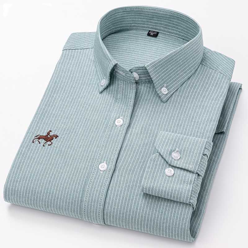 100% Men's Quality Casual Shirts Cotton Oxford Shirt For Mens Long Sleeve Casual Business Regular-Fit Formal Dress Shirts Social Blouse Male Cl