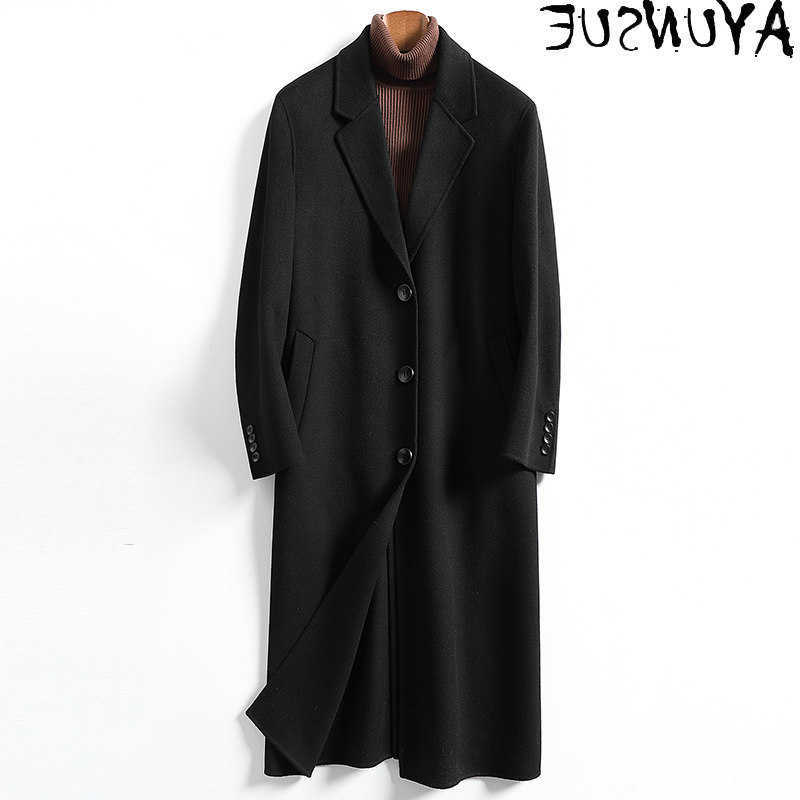Wool Blends AYUNSUE Men's 100% Wool Coats for Man Double-sided Woolen Jacket Autumn Winter Long Trench Coat Puffer Jackets D260921