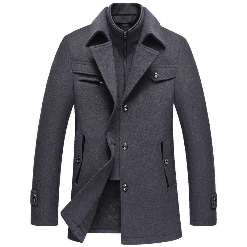 Wool Blends Men Autumn Men's Winter New Wrinkle Resistant Business Wool Coat Double Collar Cotton Padded Warm Woolen Outerwear Elegant Men Clot