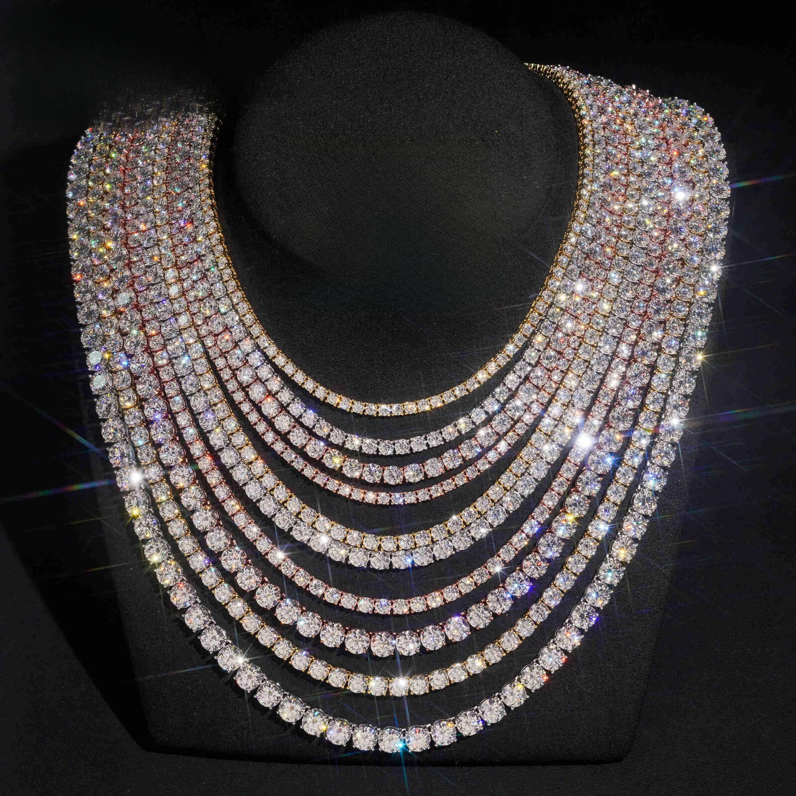 Pass Tester RTS Hip Hop Jewelry Charms Iced Out 2mm 6mm Lab Diamond 925 Silver VVS Moissanite Tennis Chain Necklaces