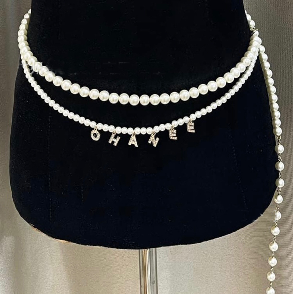 Fashion Belts For Women Designer Pearl Belts Women's Waist Chain Letter Chain Belt High-End Dresses Sweaters Chains Belts