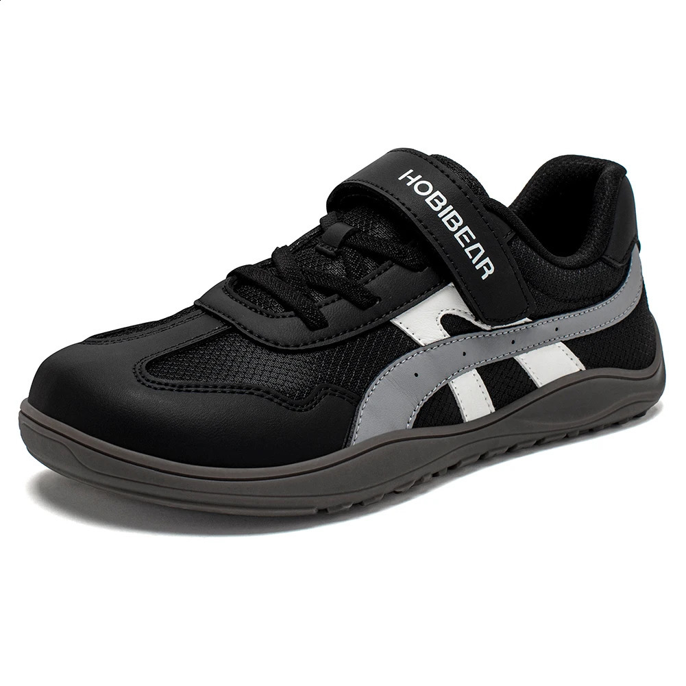 HOBIBEAR Scarpe a punta larga Ragazzi Ragazze Scarpe da ginnastica a piedi nudi Zero Drop Hook Loop Scarpe in pelle artificiale Mesh traspiranti per