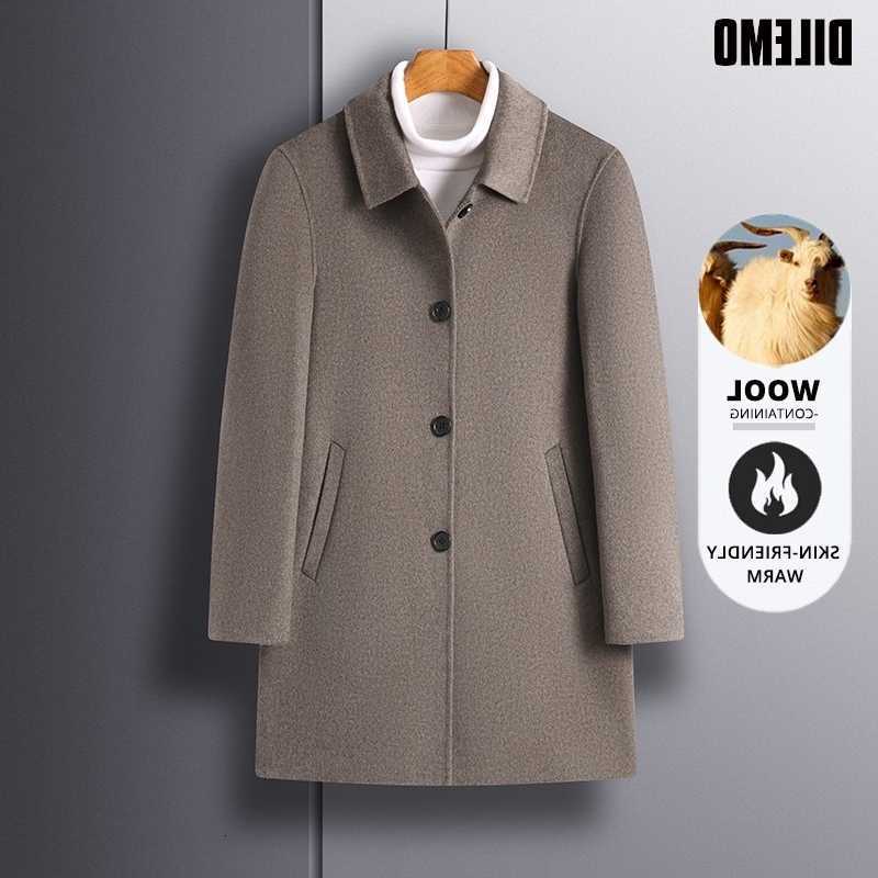End Blends High Men's Wool 70% Wool Double-faced Woolen Brand Fashion Long Mens Woolen Jacket Casual British Overcoat Autumn Winter Coat Outerw
