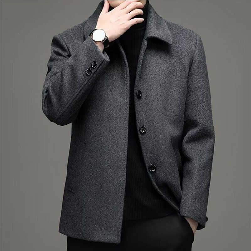 Winter Blends Men's Thick Wool Warm Wool Blends Men Business Outwear Coats Suit Jacket Male Autumn Casual Trend Fashion Overcoat D260921