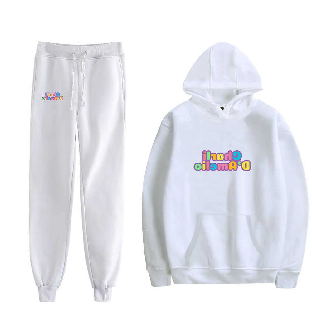Hoodies Sweatshirts 2026 Letter Men's Printed Sportswear Set Men's Hooded Sweatshirt Long Pants Set Spring and Autumn Winter Warm Suit D26