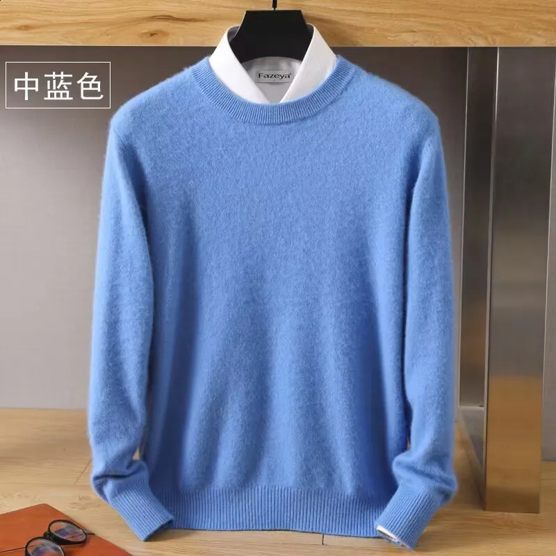 Autumn Winter Men's Sweater Round Neck Loose Pullover Knitted Casual Solid Color Thickened 100 Mink Cashmeresweater 260910