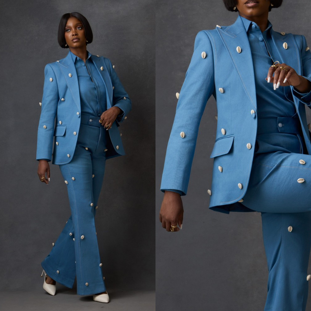 Elegant Women 3D Applique Pants Suit Sets 2 Pieces Long Sleeve Blazer Flare Trousers Customized Formal Wedding Event Guest Ladies Wear Outfit