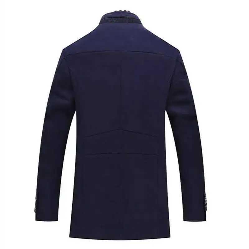 Winter Men's Wool Blends Autumn Mens Wool Smart Casual Thick Warm Woolen Trench Outerwear Men Stand Collar Fashion Detachable Scarf Coats D2609
