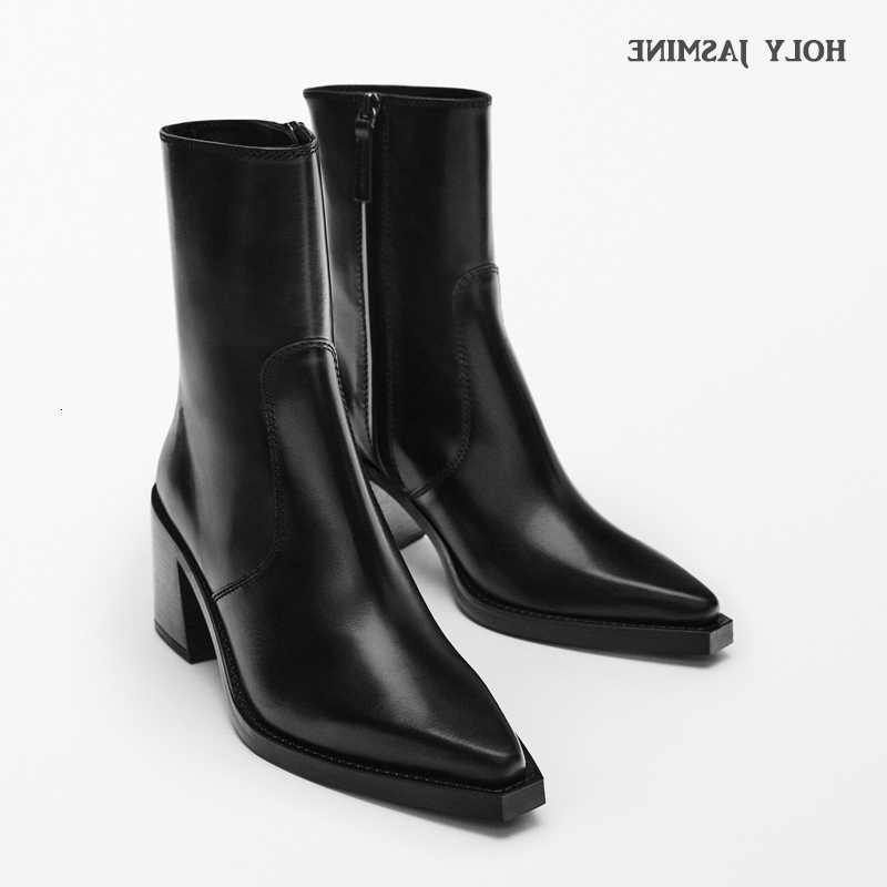 2025 New High Heels Boots Women Short Boots Elegant Pointed Toe Office Lady Shoes Woman Genuine Leather Side Zipper Autumn Winter H260921