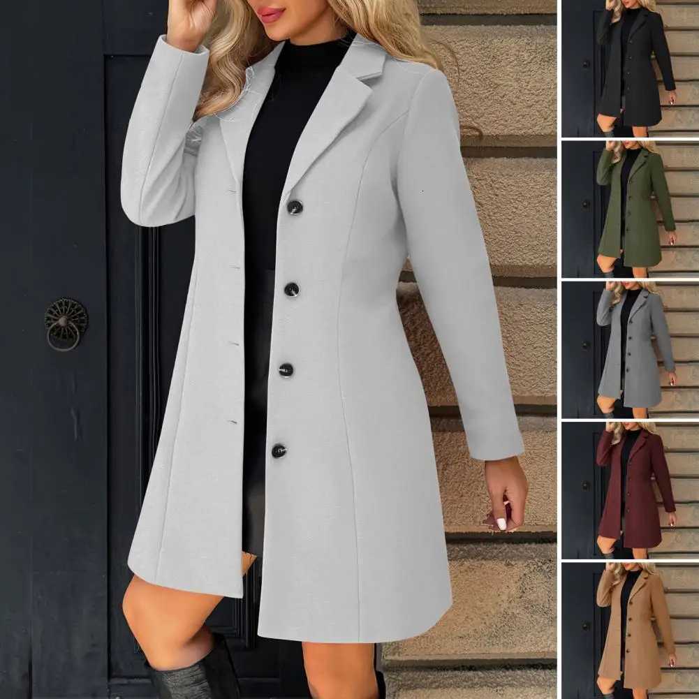 Coats Women's Winter Jackets Women Long Sleeve Outerwear Notch Lapel Collar Long Coat for Women Single Breasted Blazer Jacket Solid for Fall C2