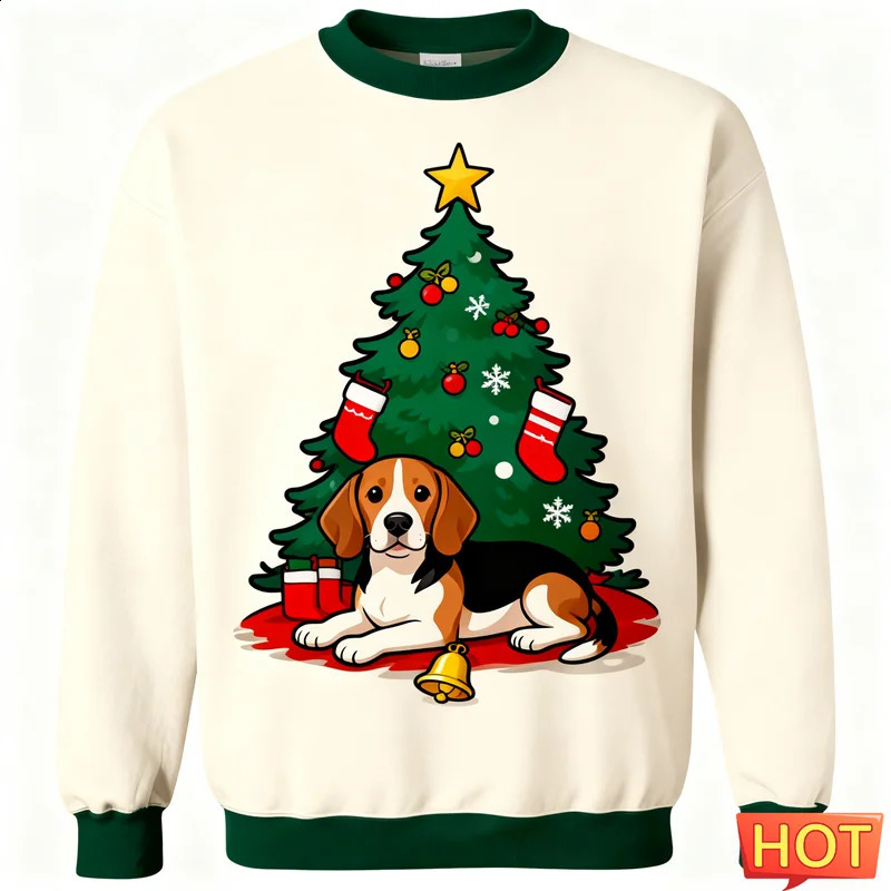 2026 Beagle Graphic Ugly Christmas Sweater Fashion Holiday Wear 3D Printed Xmas Sweatshirts Casual Oversized Unisex Pullover 26921