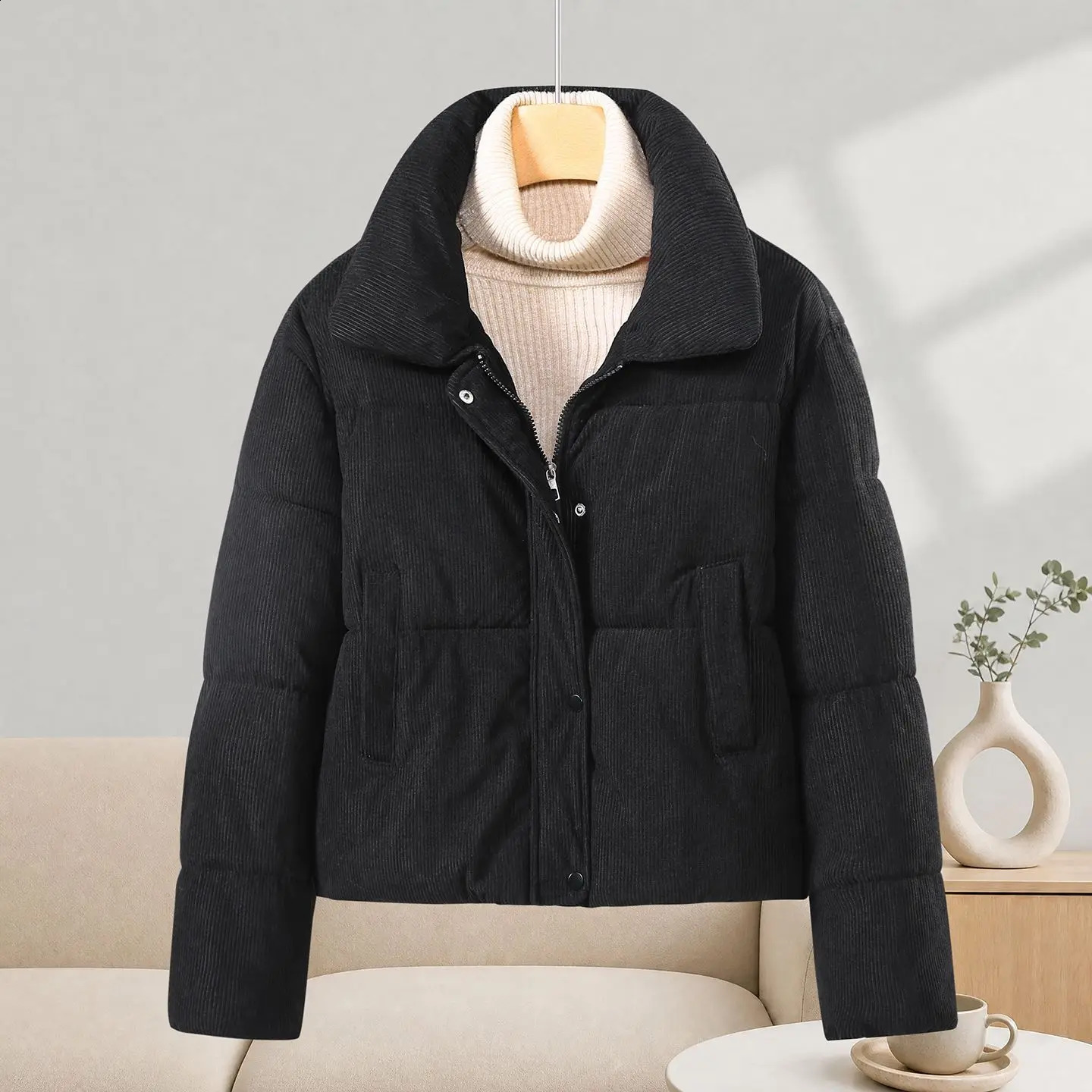 2027 Winter Short Bread Outcoat Ladies Thicken Warm Cottonpadded Coat Women Parkas Corduroy Overcoat Down Cotton Jacket Top 260920
