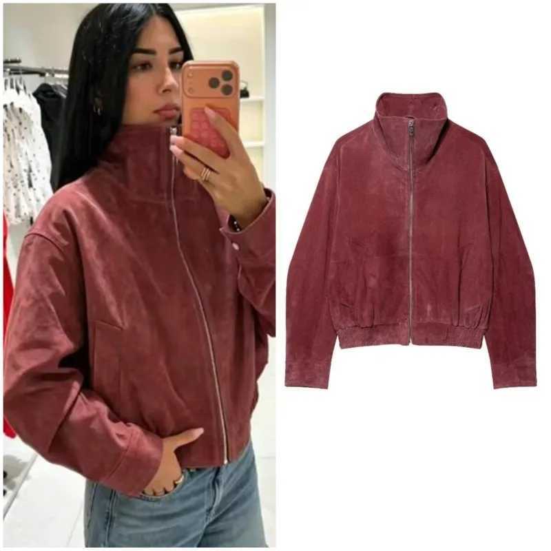 Jacket Women's Bomber Jackets Women's Autumn Vintage Winter High Neck Long Sleeve Coat Casual Fashion Female Streetwear Outerwear Chic Top