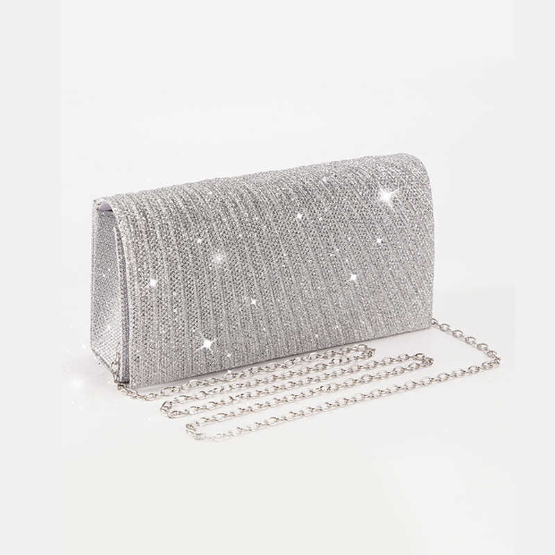 Evening Evening Bags Women Envelope Bag Glitter Ladies Chain Shoulder Bags Shiny Silver Long Purse Female Wedding Party clutches Mini Handbag D26092