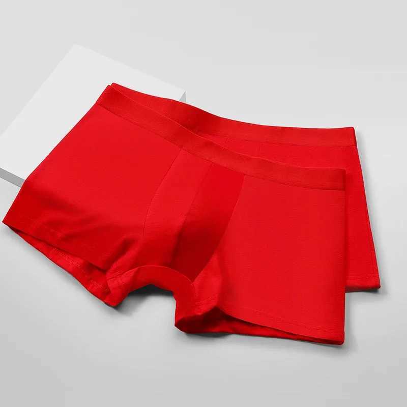 5PCS Men's underwear men's briefs all-cotton gifts for the Year of the Rabbit bright red wedding thin four-cornered trousers Q260921
