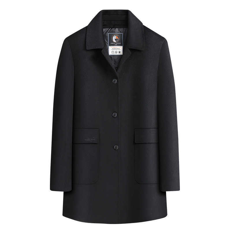 Wool Blends New Arrival Men's Fashion Suepr Large Winter Men's Casual Lapel Mid Length Down Woolen Coat Plus Size XL XXL XXXL 4XL 5XL 6XL