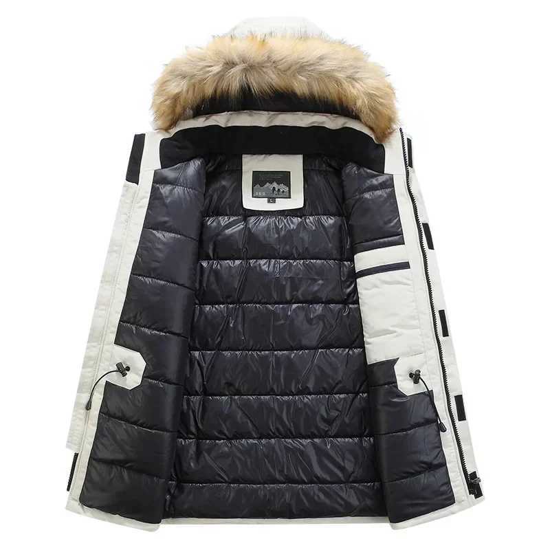 Mens Winter Fur Hooded Parkas Men Snow Windproof Down Parkas Thickened -30 Degree Keep Warm Outdoor Outerwear Jackets Size 6XL Q260921