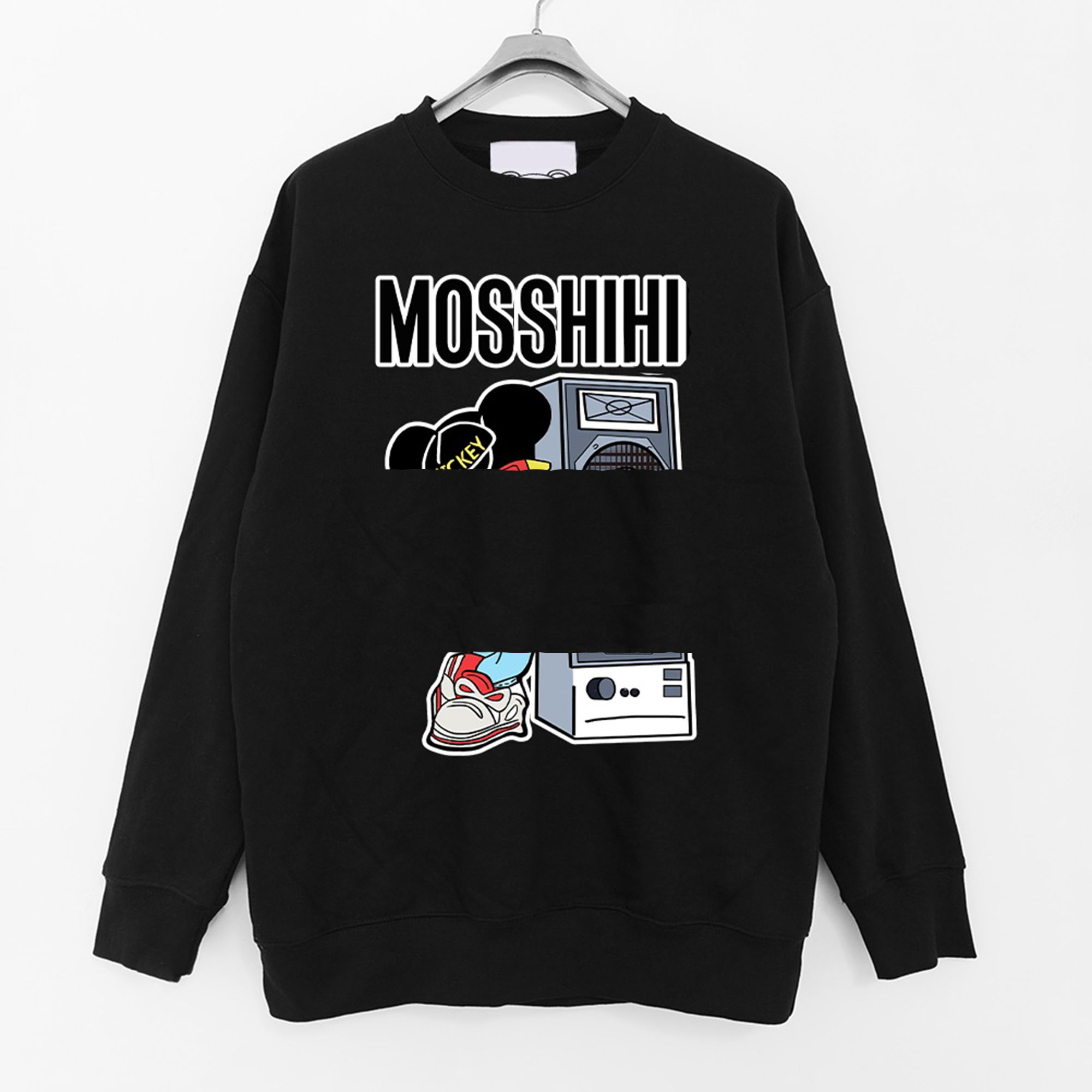 Men's women's fashionable simple loose hoodie pure cotton cartoon printed round neck top women's long sleeved hoodie designer Women S