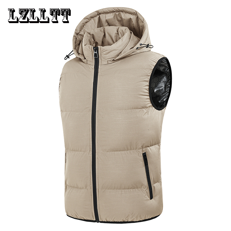 New Men Autumn Thicken Sleeveless Vests Coat Mens Winter Warm Detachable Hat Outwear Waistcoat Hooded Vest Jacket Male J260921