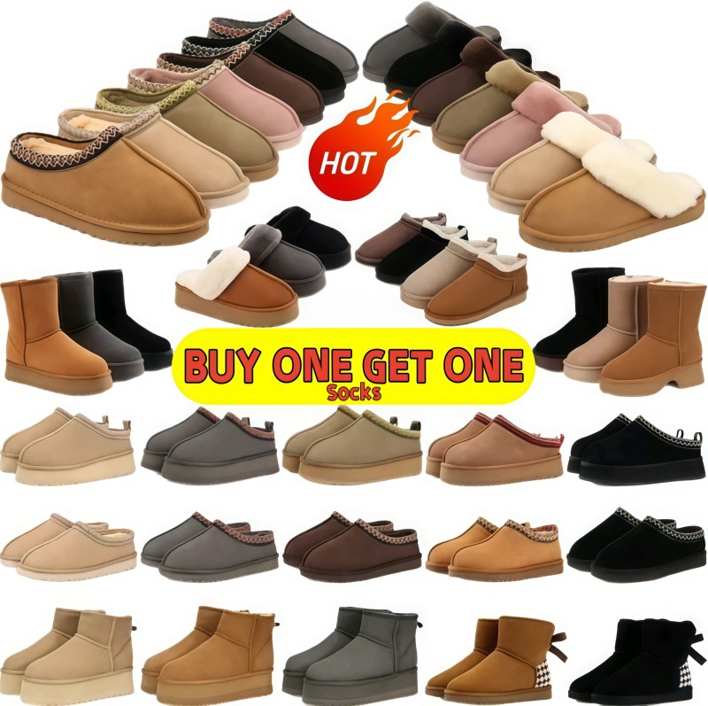 designer Goldenstar Evelina Clog slippers Tasman Tazz fluffy Slipper Chestnut Winter Fur Platform Boot Women Men Suede mustard seed micro Boots gold