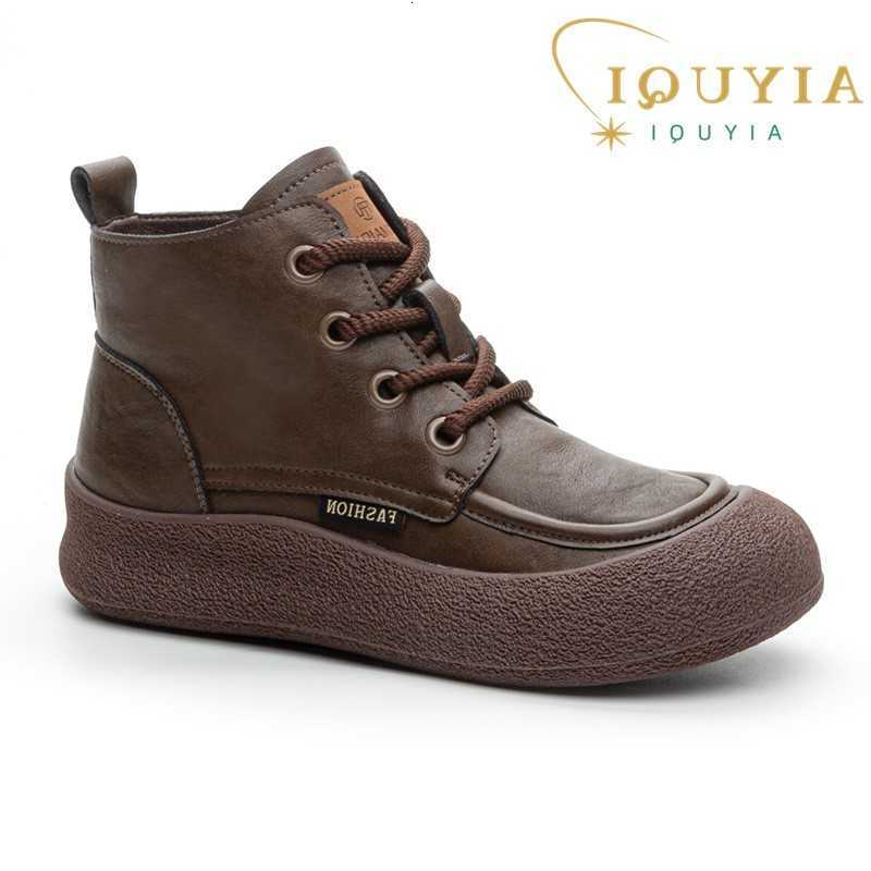 Botas de mujer AIYUQI, botas Vintage, novedad de otoño 2026, botines planos para mujer, botines con cordones de punta redonda de talla grande a la m