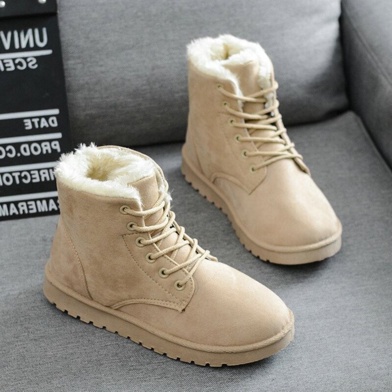 Niche Design Women's Korean Style Snow Boots Light ashoesfactory Luxury Warm LaceUp Flat zhanyishengli Boots for Autumn Winter 2026