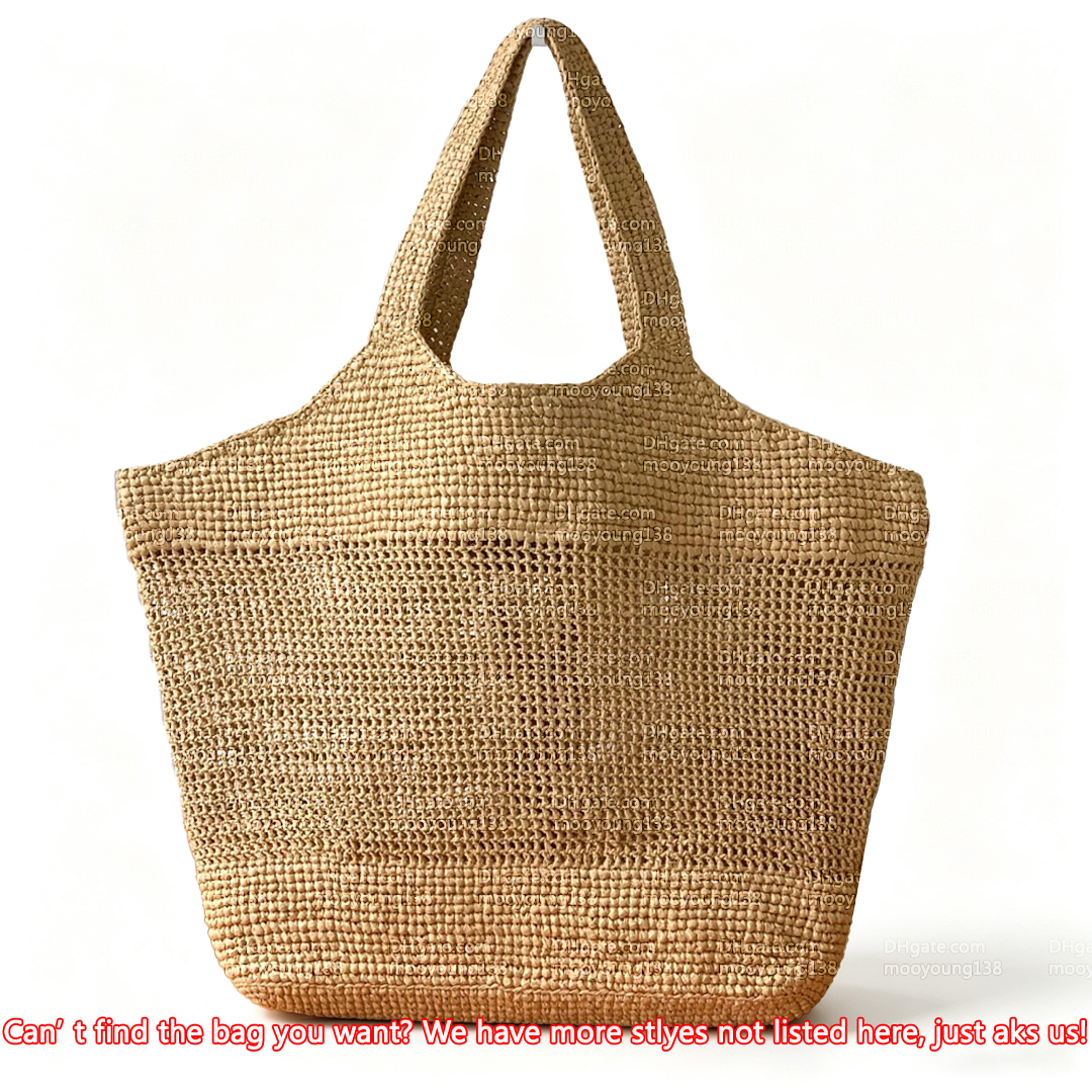 12A Premium Mirror Quality Designer Straw Tote Bags for Women Icare Large Capacity Handbags for Travel Luxury Shoulder Bag Beige Purse with Mini Pou