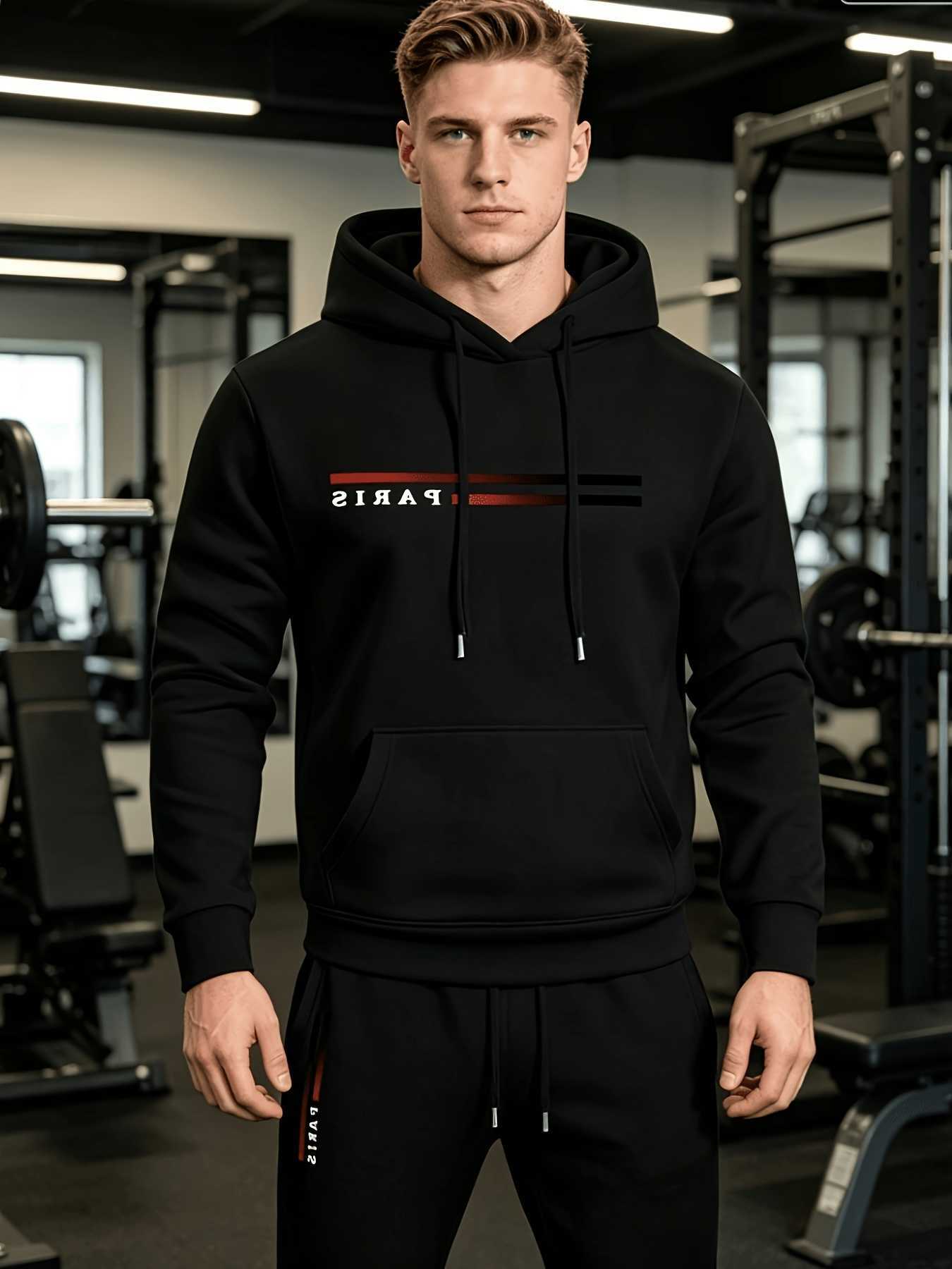 New Men's Hoodies Sweatshirts 2026 2PCS Tracksuit Hoodie Sweatpants Set Warm Comfortable Regular Fit Long sleeve Outfit For Outdoor Sports Dail