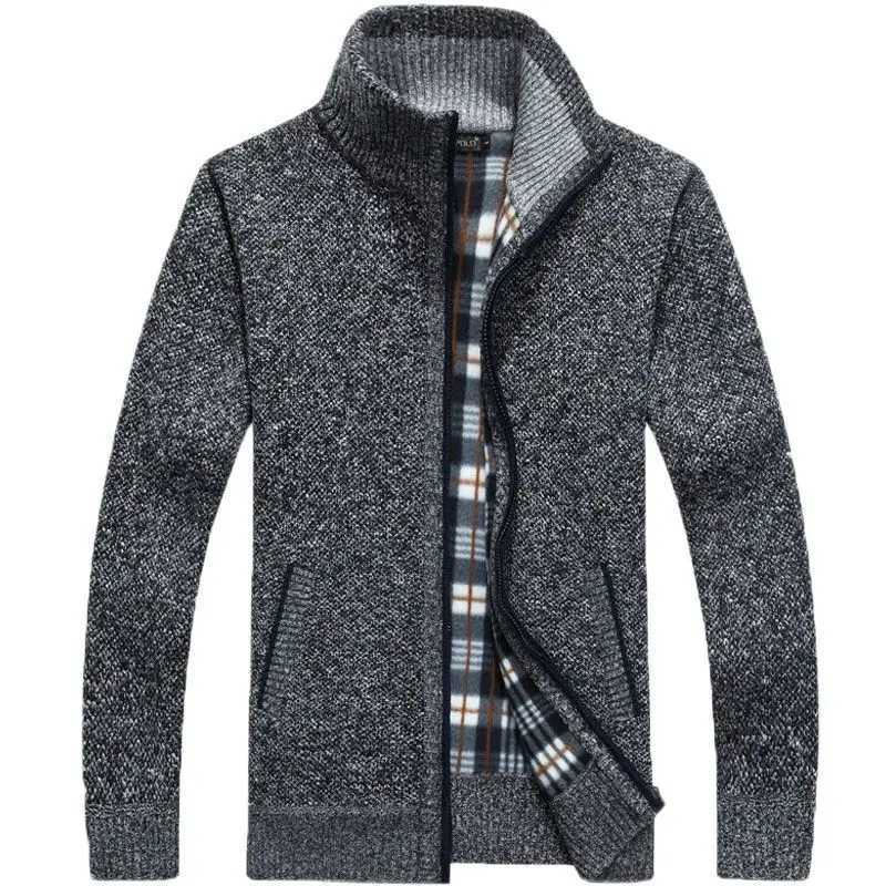 2026 Autumn Winter Men's Sweater Coat Faux Fur Wool Sweater Jackets Men Zipper Knitted Thick Coat Warm Casual Knitwear Cardigan Q260921