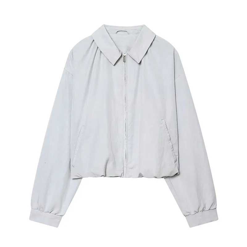 New Women's Women's Balloon Jackets Shaped Pilot Jackets Spring Lapel Collar Long Sleeve Zipper Coats Casual Female Top Loose Fashion Oute