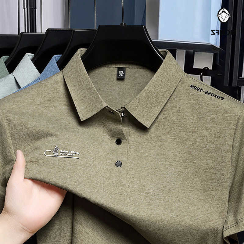 Casual Shirts Casual Men Men's Short Sleeve Polo Shirt Ice Silk Waffle Fabric Breathable Summer Business Formal Top H260921