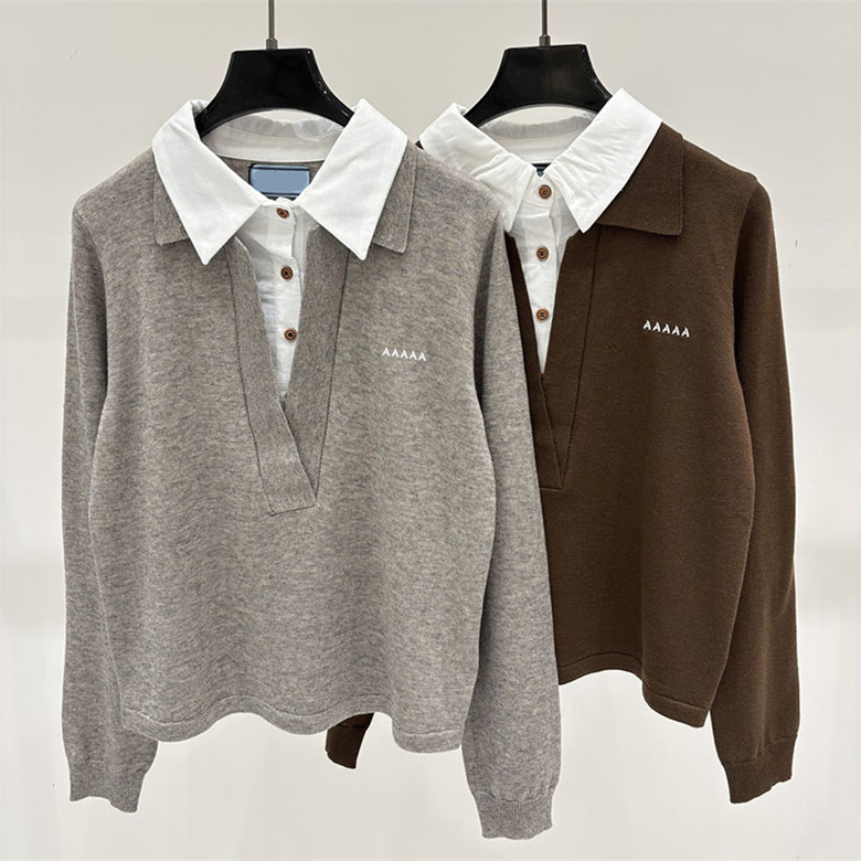 Designer Woman Preppy Knit Shirt Long Sleeve Retro Letter Embroidered Polo Shirt Autumn Winter Commuter School Daily Casual Wear