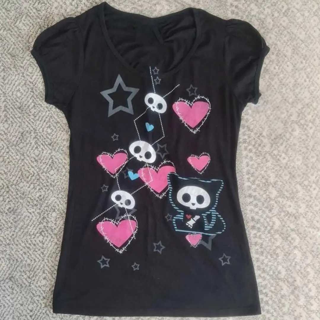 Letters Print Gothic Vintage Punk Black Crop Tops Women's Strtwear Baby T Vintage Short Slve T-Shirt Y2k Clothes Emo L260921FFBU
