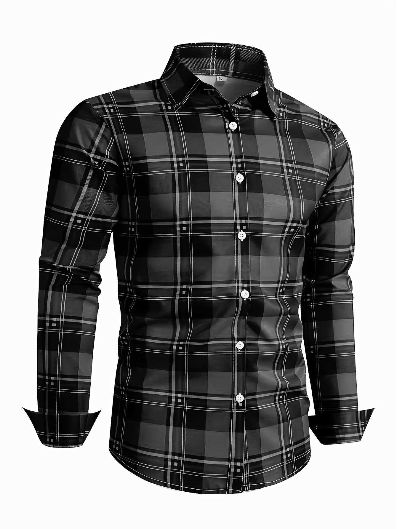 Casual Shirts Fashion Men'S Men's Casual Regular Fit Striped Long Sleeve Solid Color Polyester Button Lapel Shirt Woven Non-Stretch Fabric