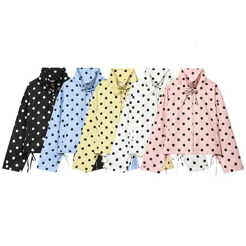 Women's Jackets Slim Fit Polka Dot Coat Women 2026 New Fashion Long Sleeve Jacket Vintage Dot Print Elegant Office Lady Outerwear Cardigan C260